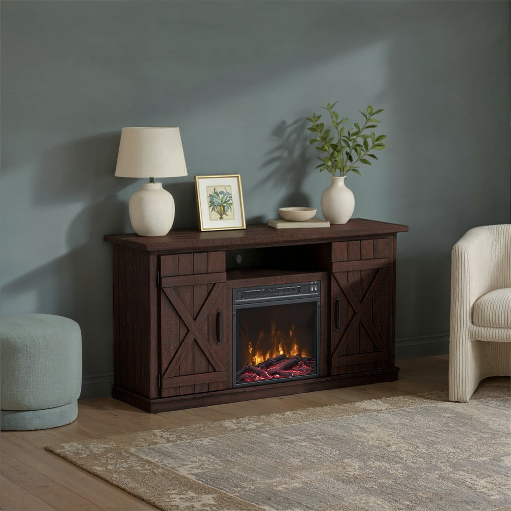 Meuble TV avec cheminée électrique Cottonwood