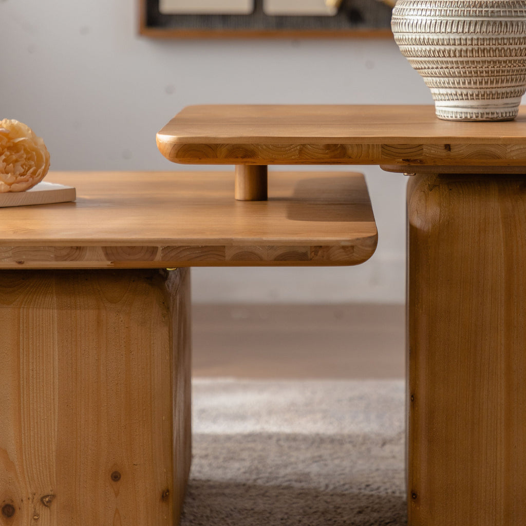 Walker Edison | Ensemble de 2 tables basses carrées style vintage