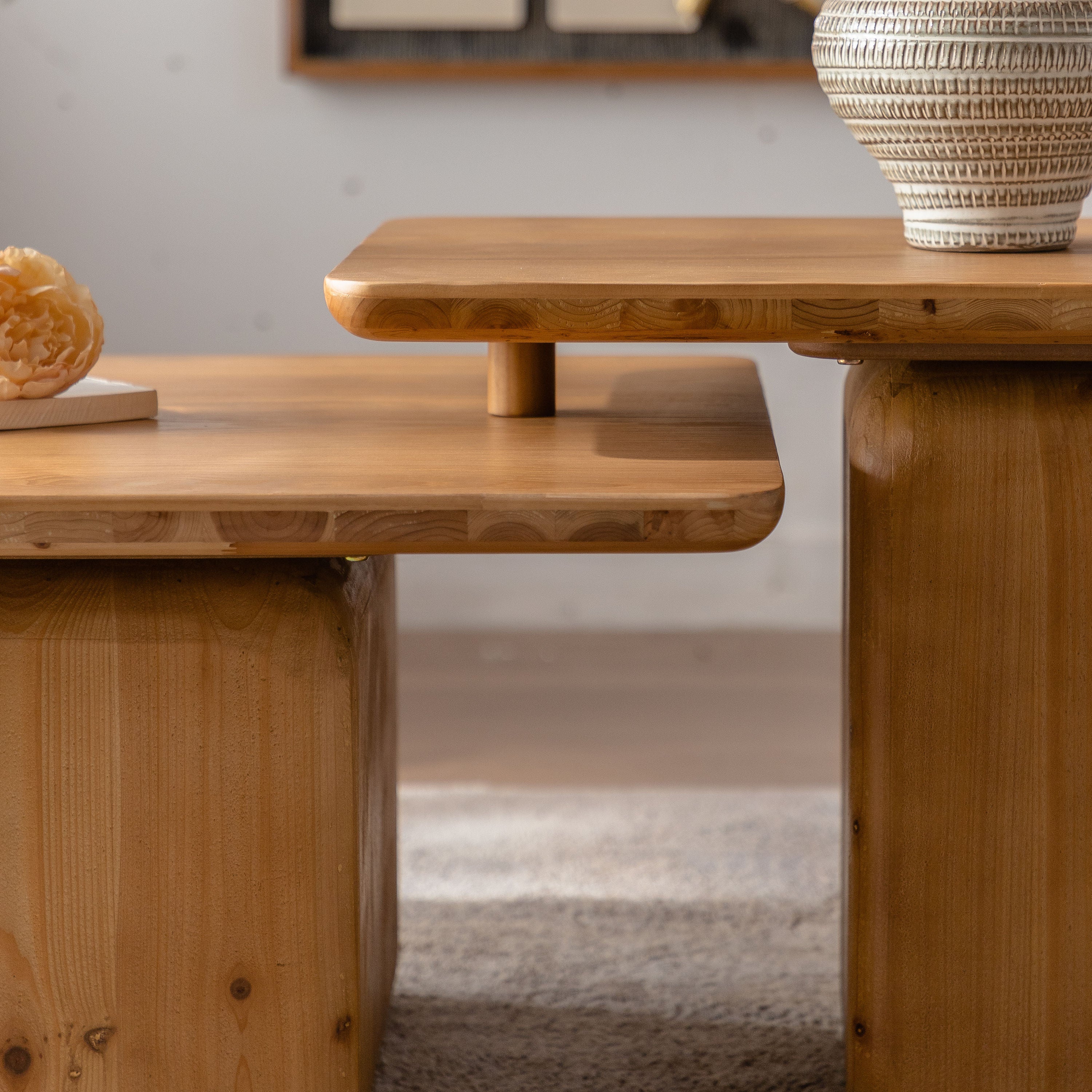 Walker Edison | Ensemble de 2 tables basses carrées style vintage