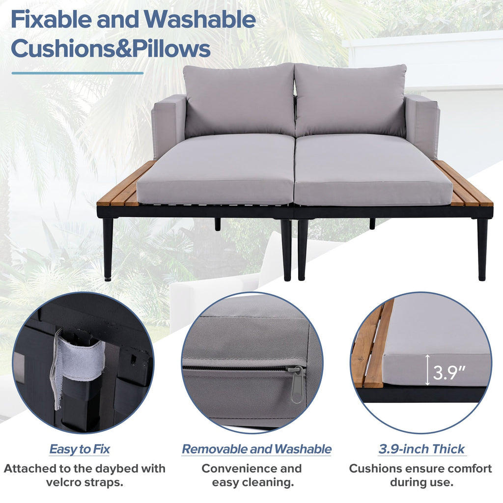 Walker Edison | Lit de jour moderne pour terrasse avec tables d'appoint en bois