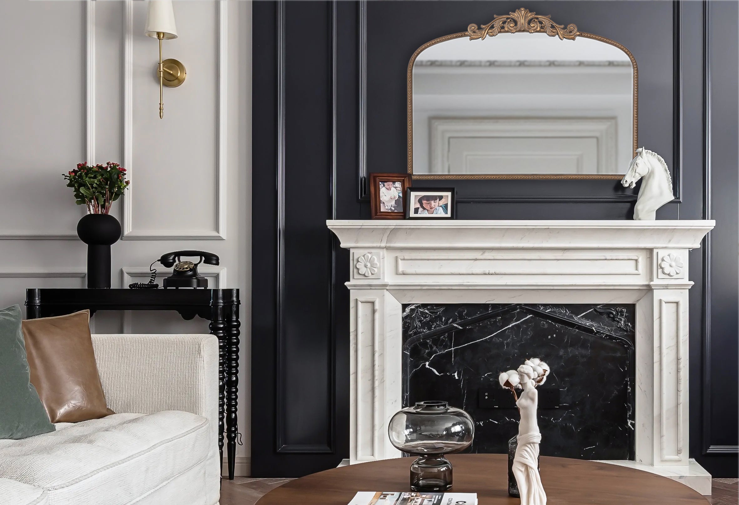 Walker Edison | Miroir arc doré Vintage Fleur Design