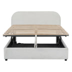 Walker Edison | Teddy Lit plateforme rembourré pleine grandeur avec rangement hydraulique