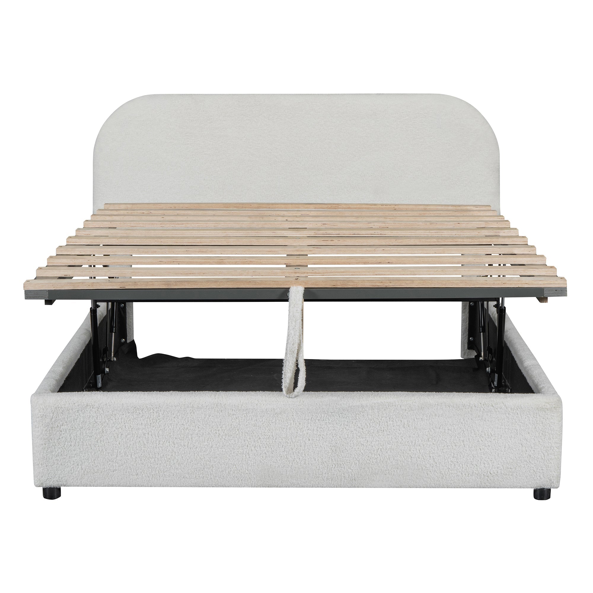 Walker Edison | Teddy Lit plateforme rembourré pleine grandeur avec rangement hydraulique