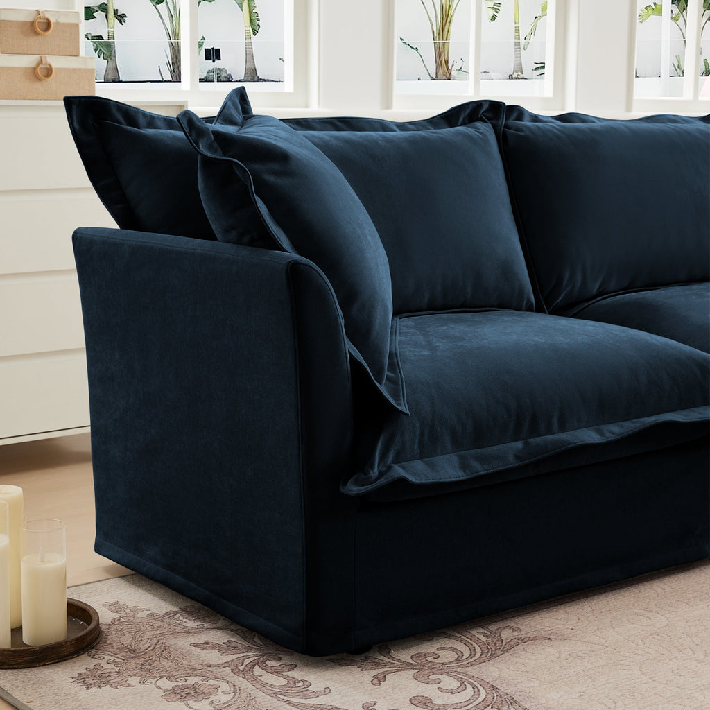 Walker Edison | Fauteuil bleu Cloud avec housse amovible et repose-pieds