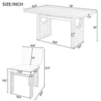 Walker Edison | Ensemble table et chaises rétro en bois 7 pièces pour 6 personnes, 152 cm, avec chaises rembourrées 