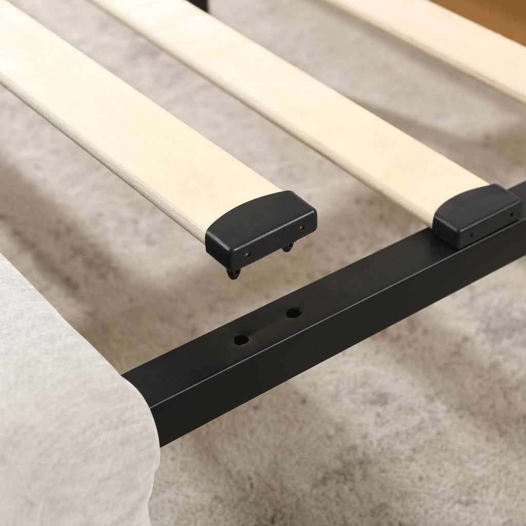 Cadre de lit rembourré en chenille, format queen, avec tiroirs 