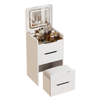 Walker Edison | Ensemble coiffeuse 3 en 1 blanc avec miroir rabattable et rangement