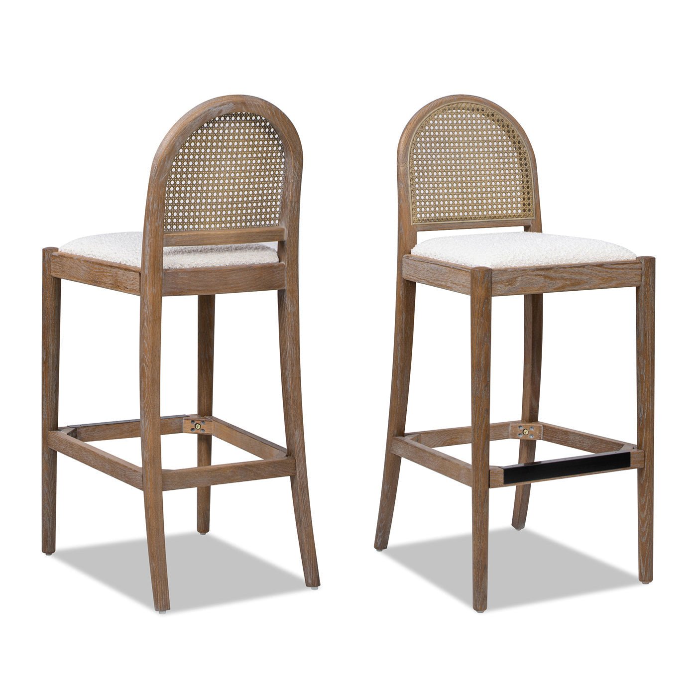 Tabouret de bar Panama Boucle 30,5' à dossier incurvé en rotin, lot de 2 