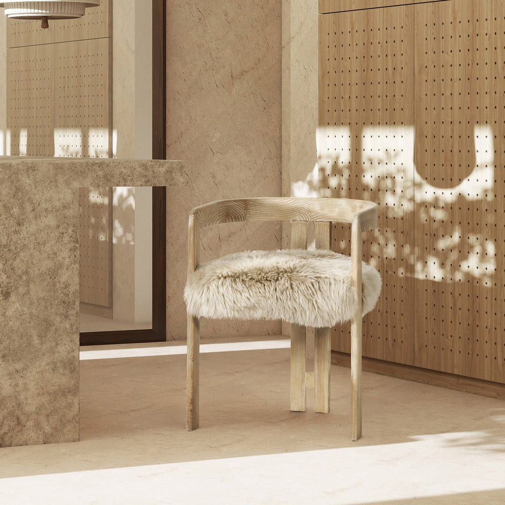 Chaise de salle à manger Millwick 21' à dossier bas en fourrure véritable 