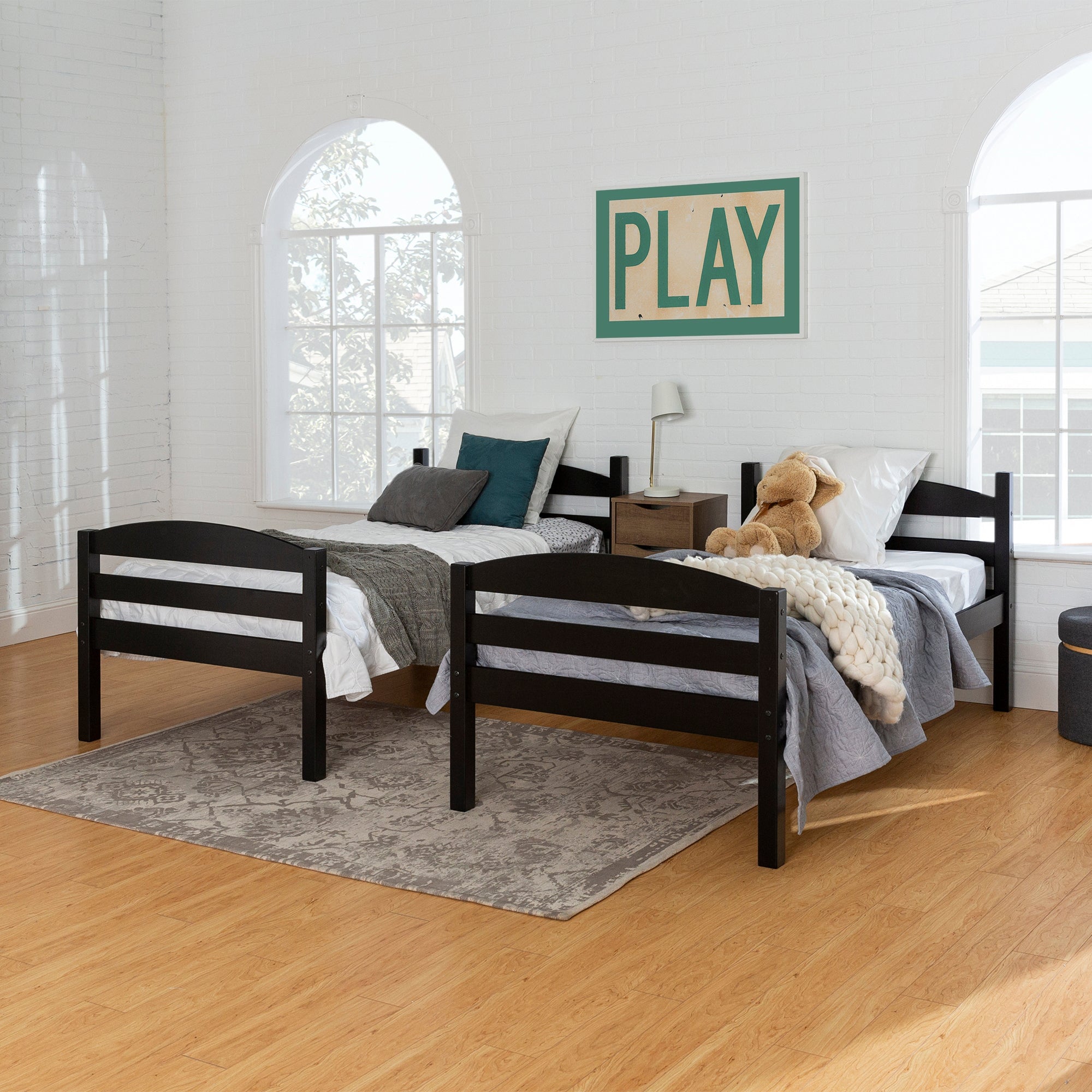 Lit superposé Carolina Transitional en bois massif, deux lits simples