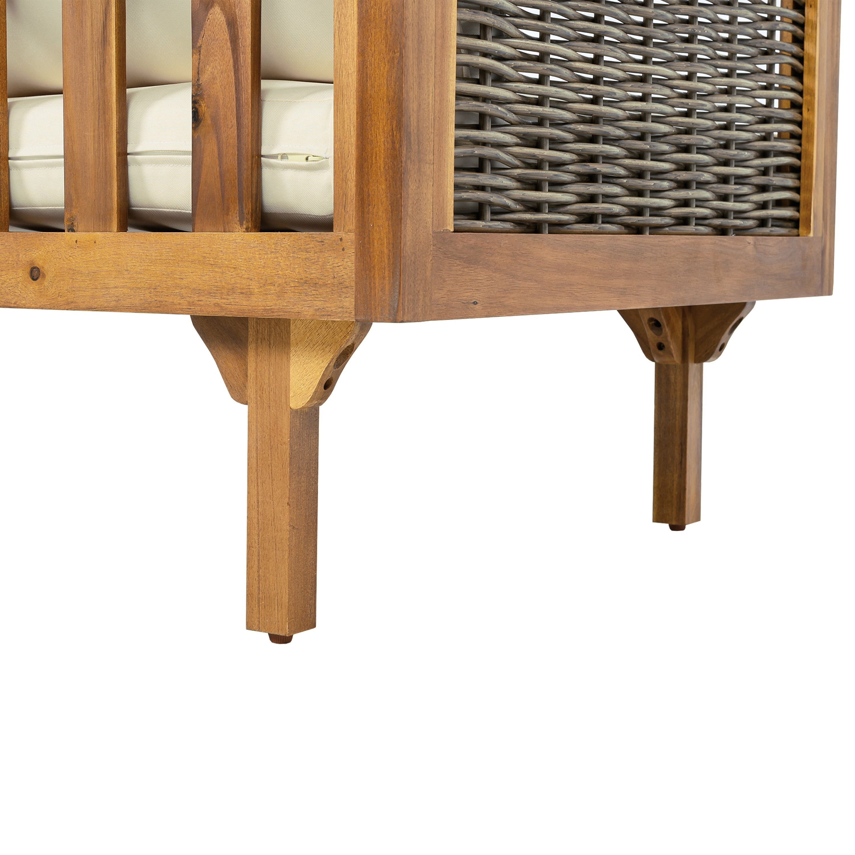 Walker Edison | Canapé d'angle en bois d'acacia avec table basse