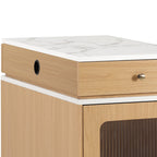 Îlot de cuisine de 181 cm avec table à manger extensible, nombreux rangements et prise électrique