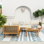 Walker Edison | Canapé d'angle en bois d'acacia avec table basse