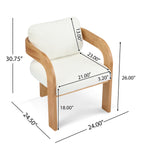 Lot de 2 chaises de salle à manger blanches bouclées avec dossier coussin et structure en bois massif
