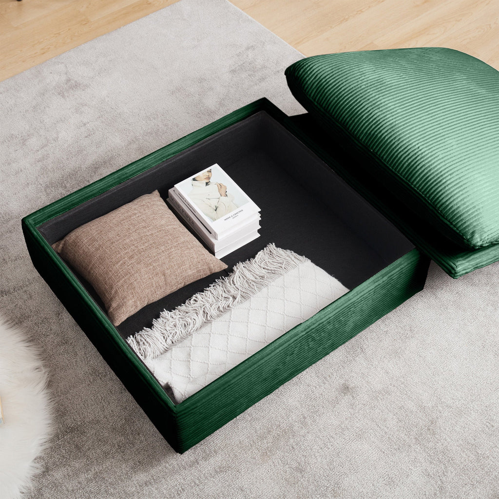 Walker Edison | Fauteuil d'appoint profond en velours côtelé avec repose-pieds de rangement