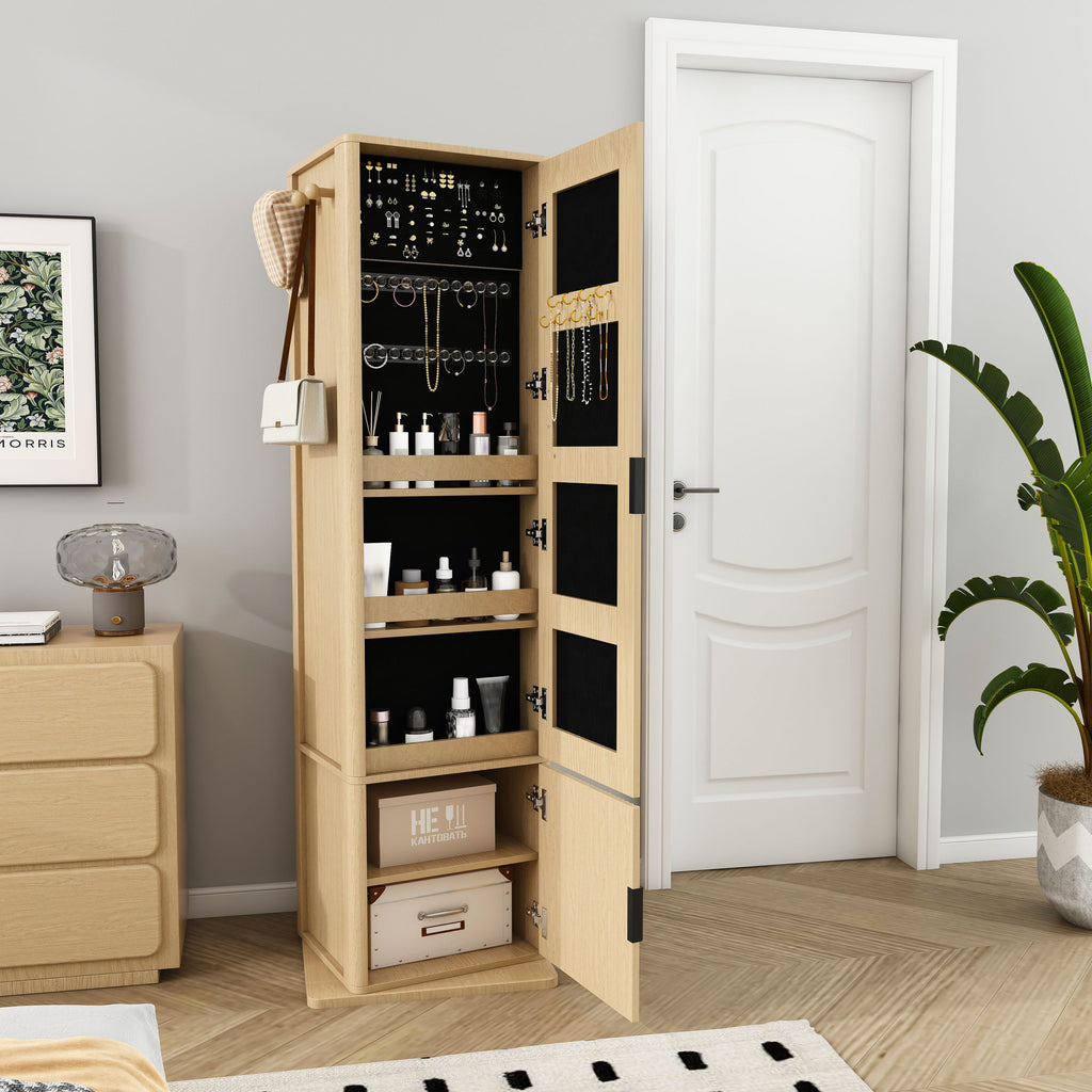 Armoire de rangement multifonctionnelle 4 en 1 avec miroir pivotant à 360° sur toute la longueur 