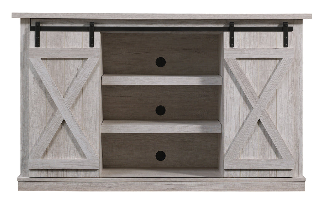 Portes coulissantes de style grange, meuble TV en peuplier de 137 cm, console multimédia