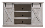 Portes coulissantes de style grange, meuble TV en peuplier de 137 cm, console multimédia