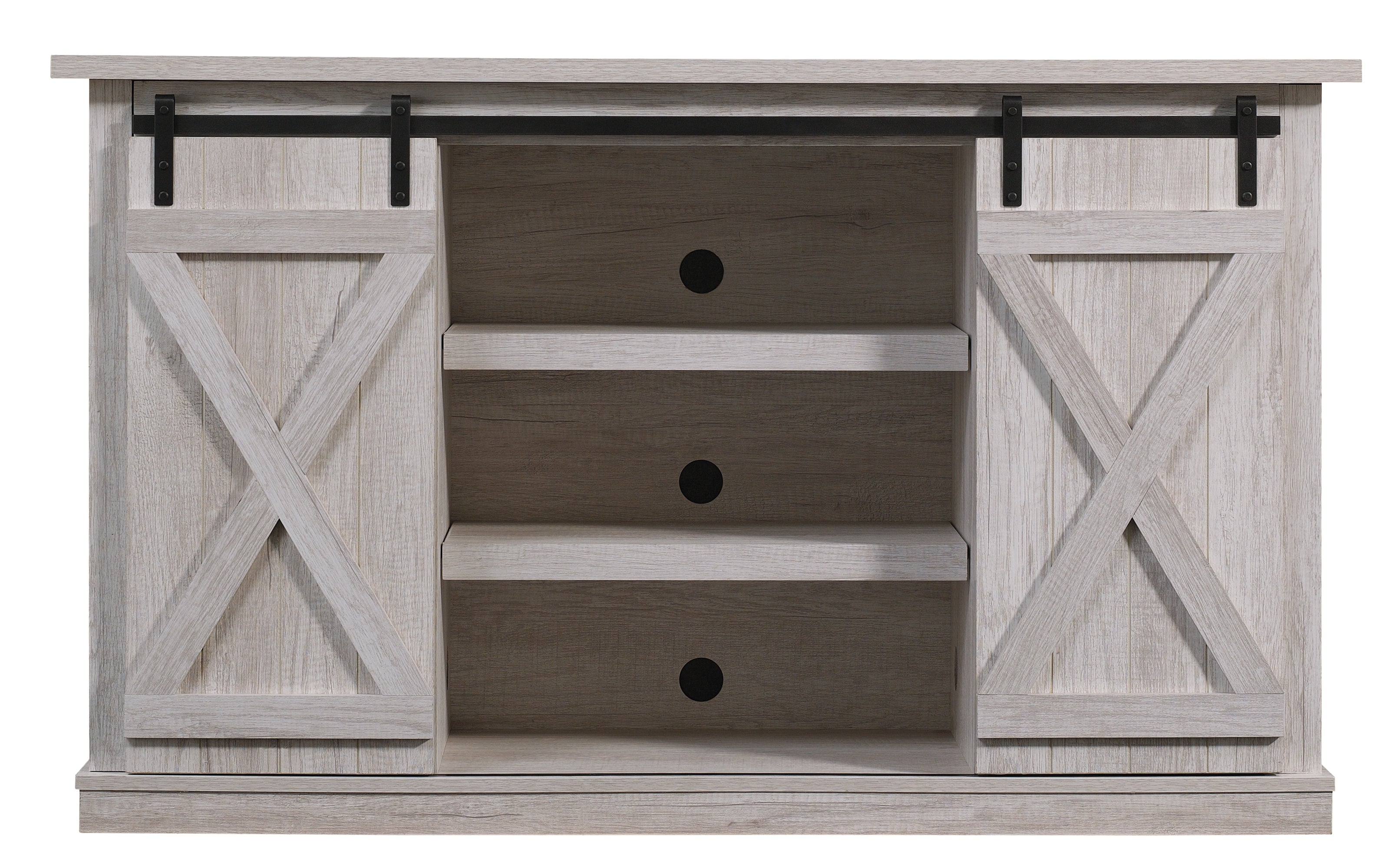 Portes coulissantes de style grange, meuble TV en peuplier de 137 cm, console multimédia