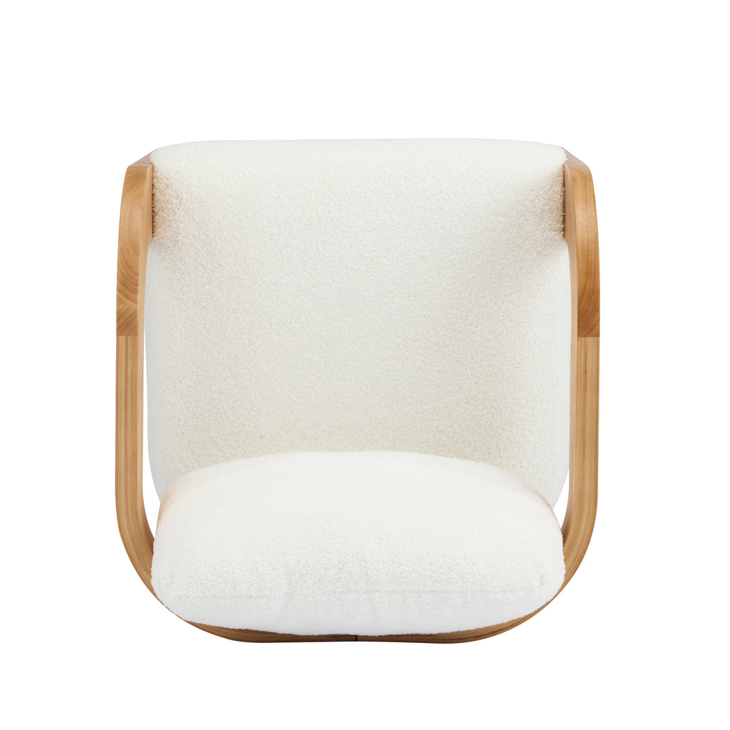 Lot de 2 chaises de salle à manger blanches bouclées avec dossier coussin et structure en bois massif