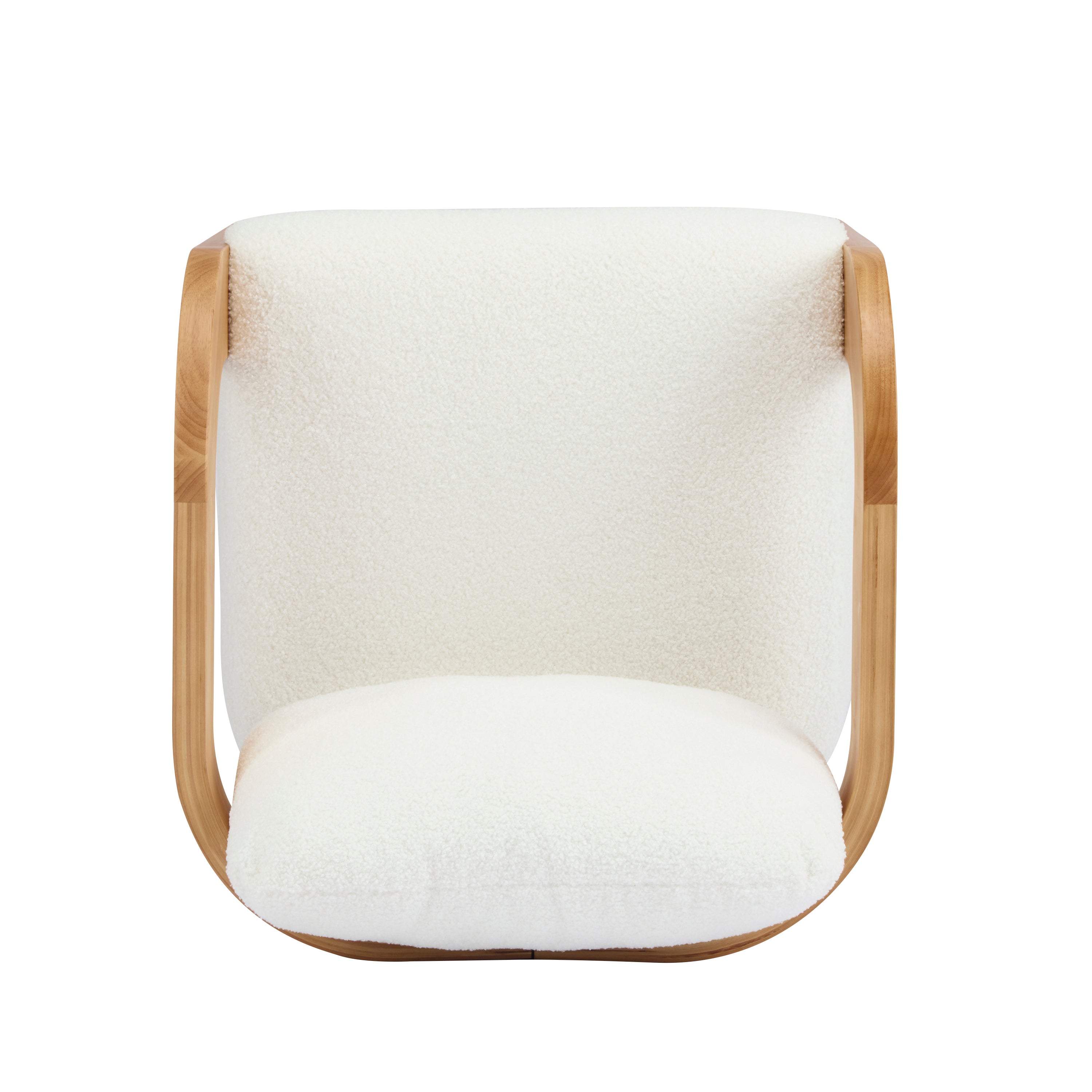 Lot de 2 chaises de salle à manger blanches bouclées avec dossier coussin et structure en bois massif