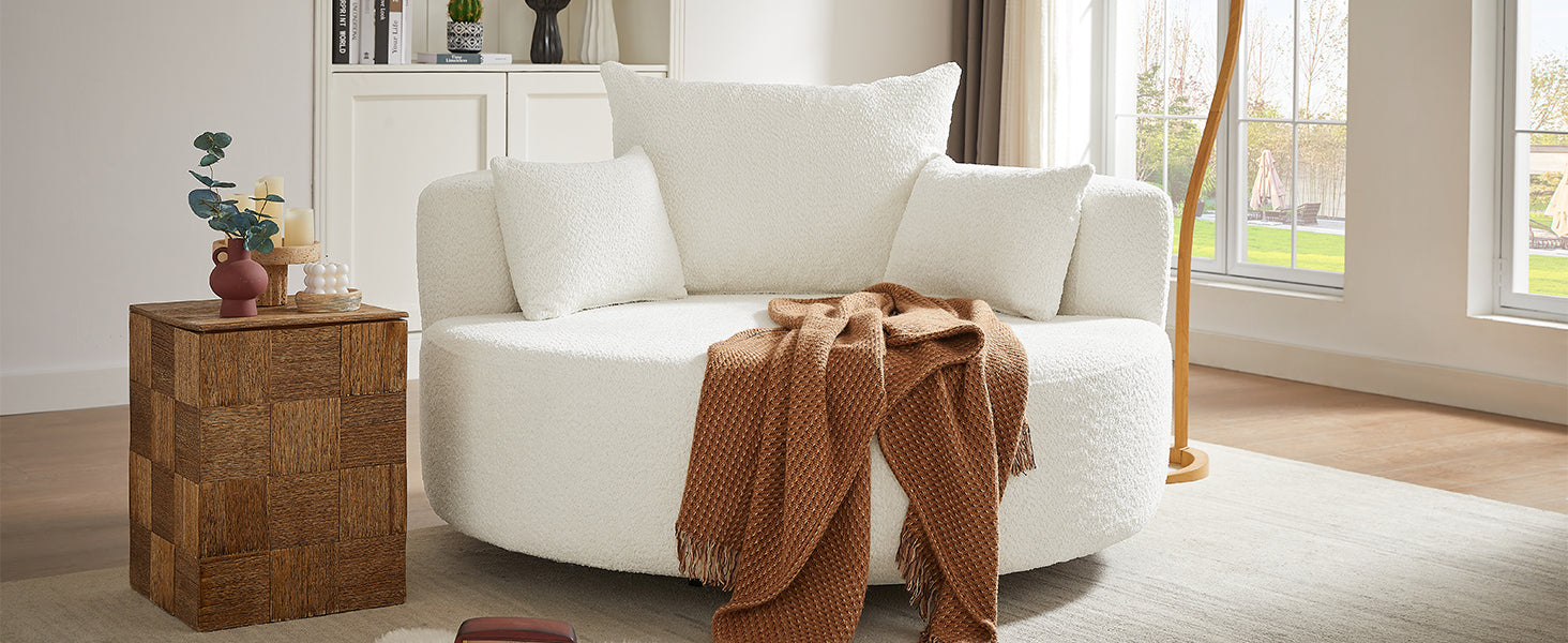 Fauteuil pivotant rond Walker Edison à 360° avec coussins