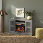 Duraflame ? Meuble TV avec cheminée électrique et porte en verre cannelé