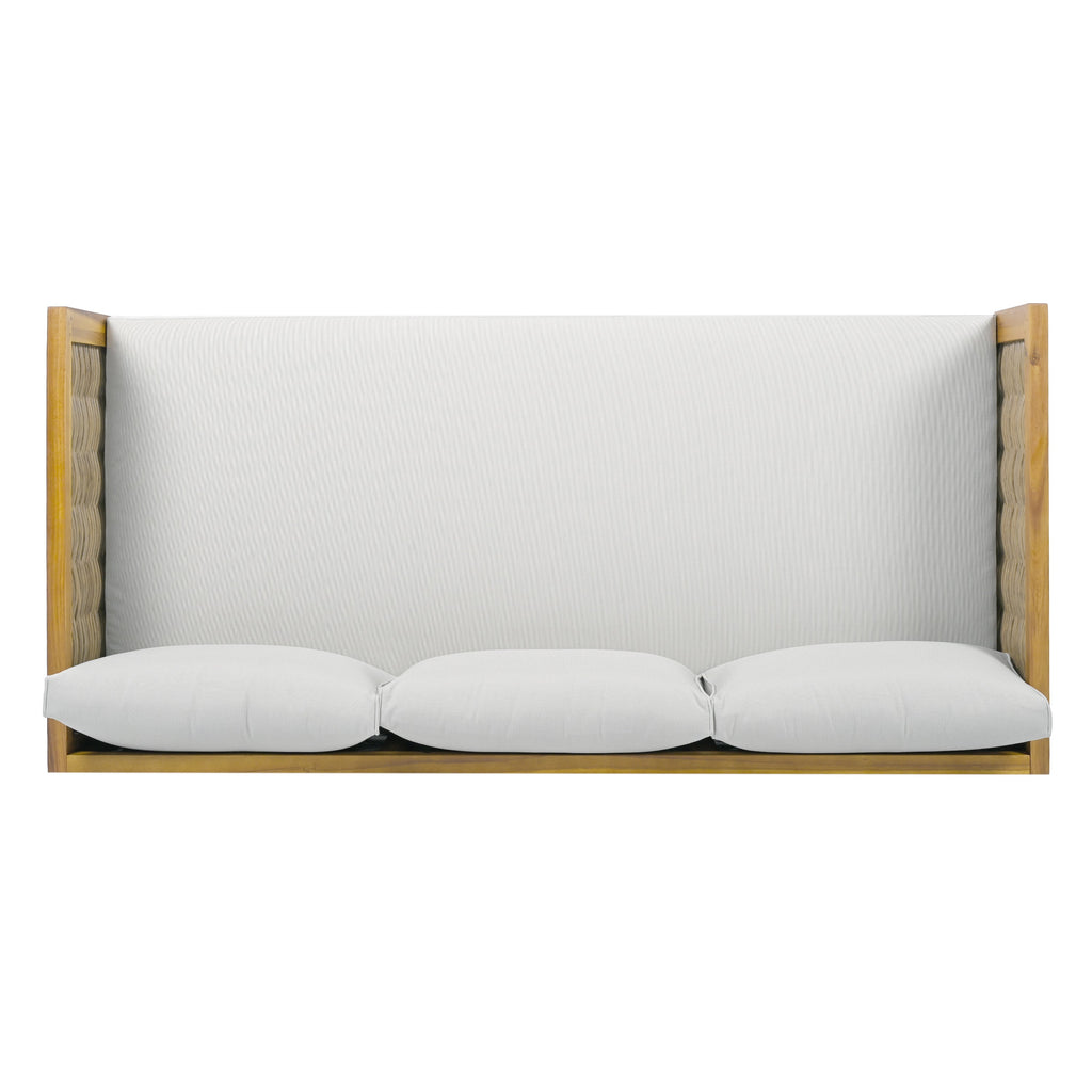 Walker Edison | Lit de jour moderne d'extérieur en teck et rotin avec assise profonde