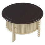 Table basse ronde de style traditionnel de 77 cm avec porte coulissante de rangement