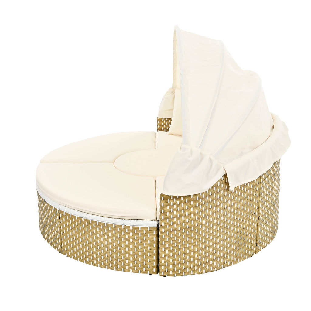 Walker Edison | Ensemble de canapés de jardin modulaires ronds pour bain de soleil