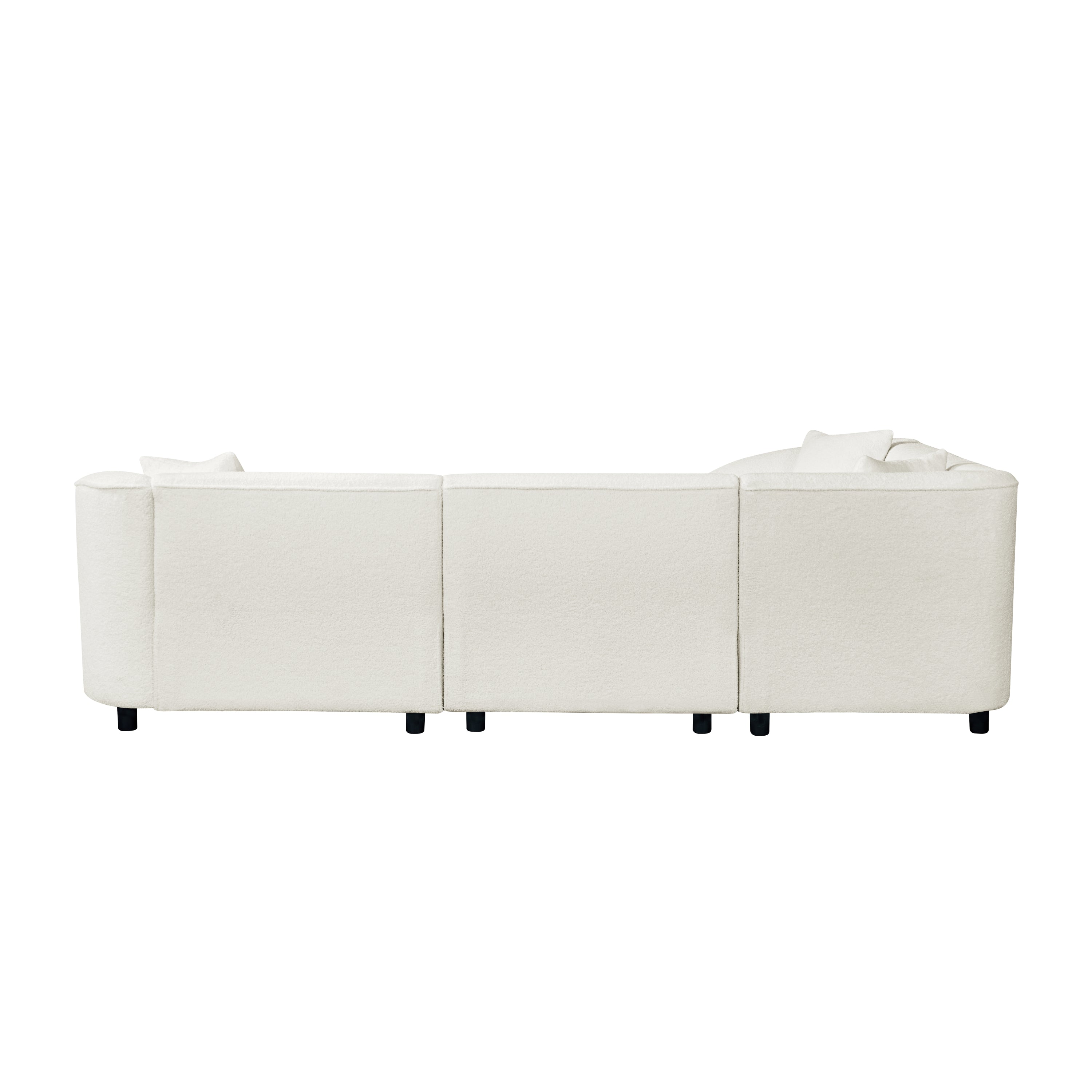 Canapé d'angle sculptural et incurvé contemporain Boucl¨¦ en forme de L 