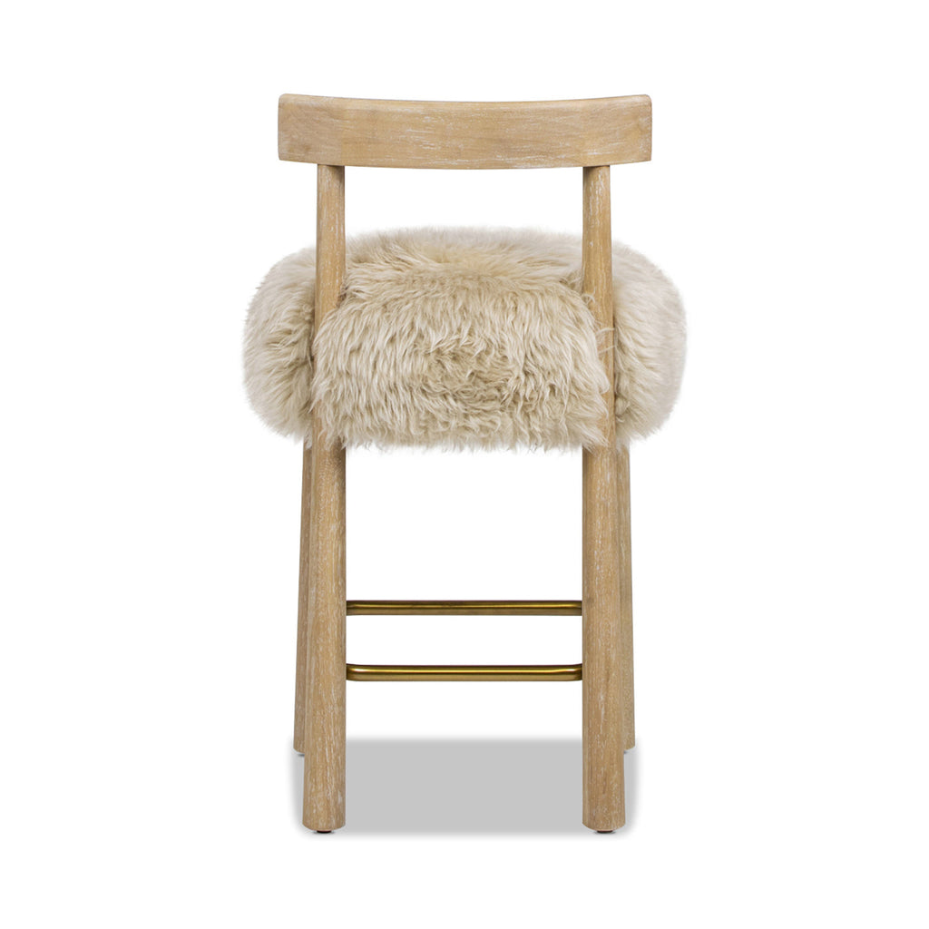 Tabouret de bar Arden 27,5 cm en fourrure véritable, hauteur comptoir