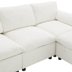 Canapé d'angle modulaire Cloud avec poches de rangement et 2 poufs amovibles