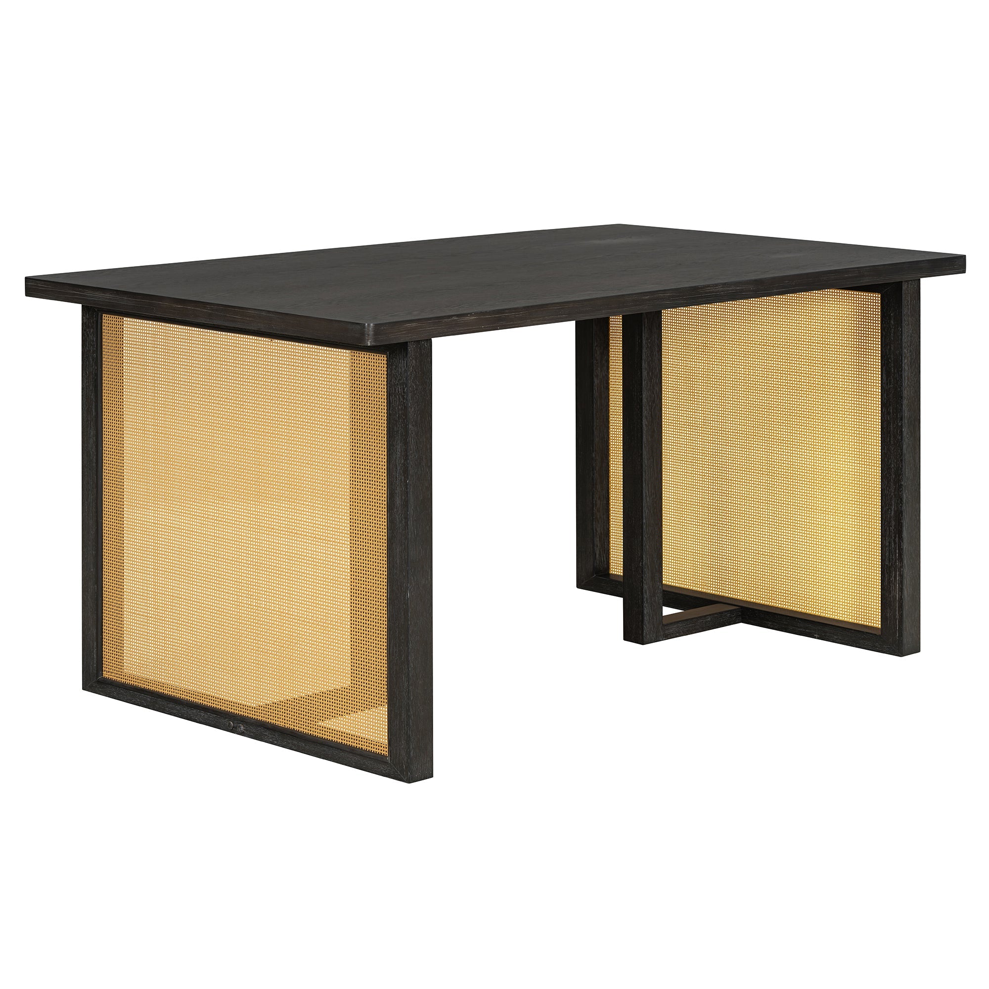 Ensemble de table et chaises de style campagnard en rotin bohème 7 pièces pour 6 personnes