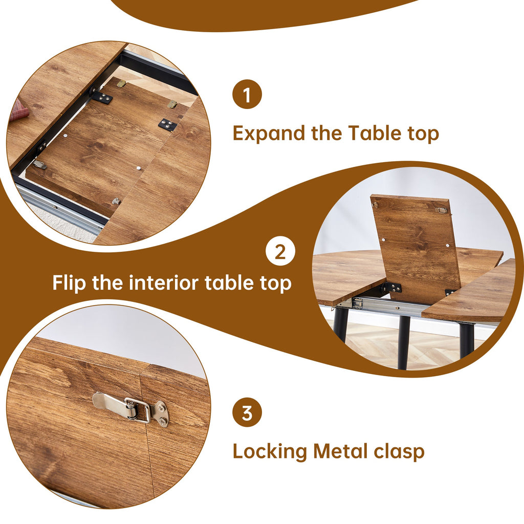 Ensemble table et chaises extensibles modernes pour 6 personnes avec chaises en PU