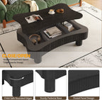 Walker Edison | Table basse et bureau relevables au design incurvé noir cannelé 