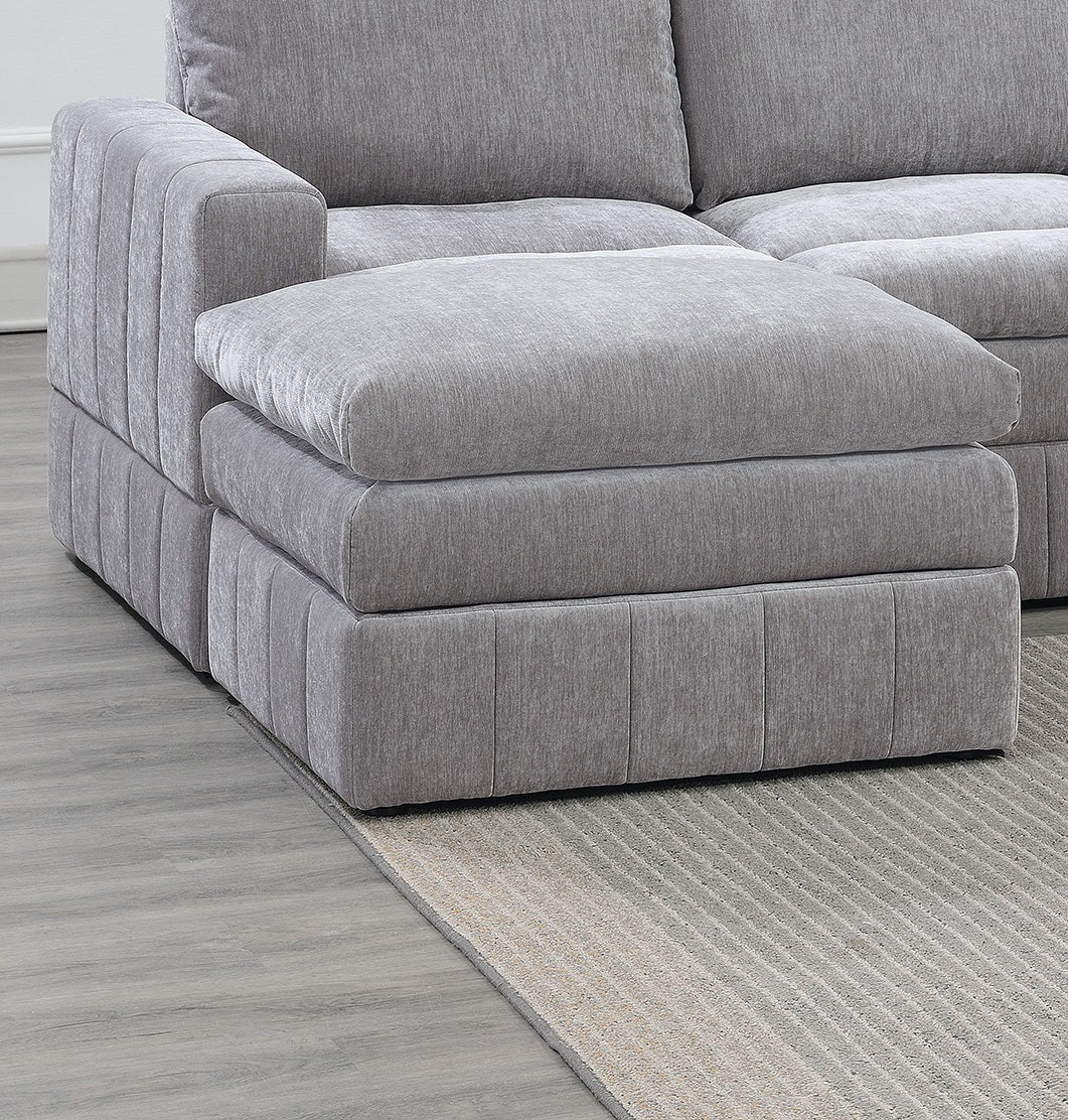 Ensemble de canapé d'angle modulaire contemporain 5 pièces avec deux poufs
