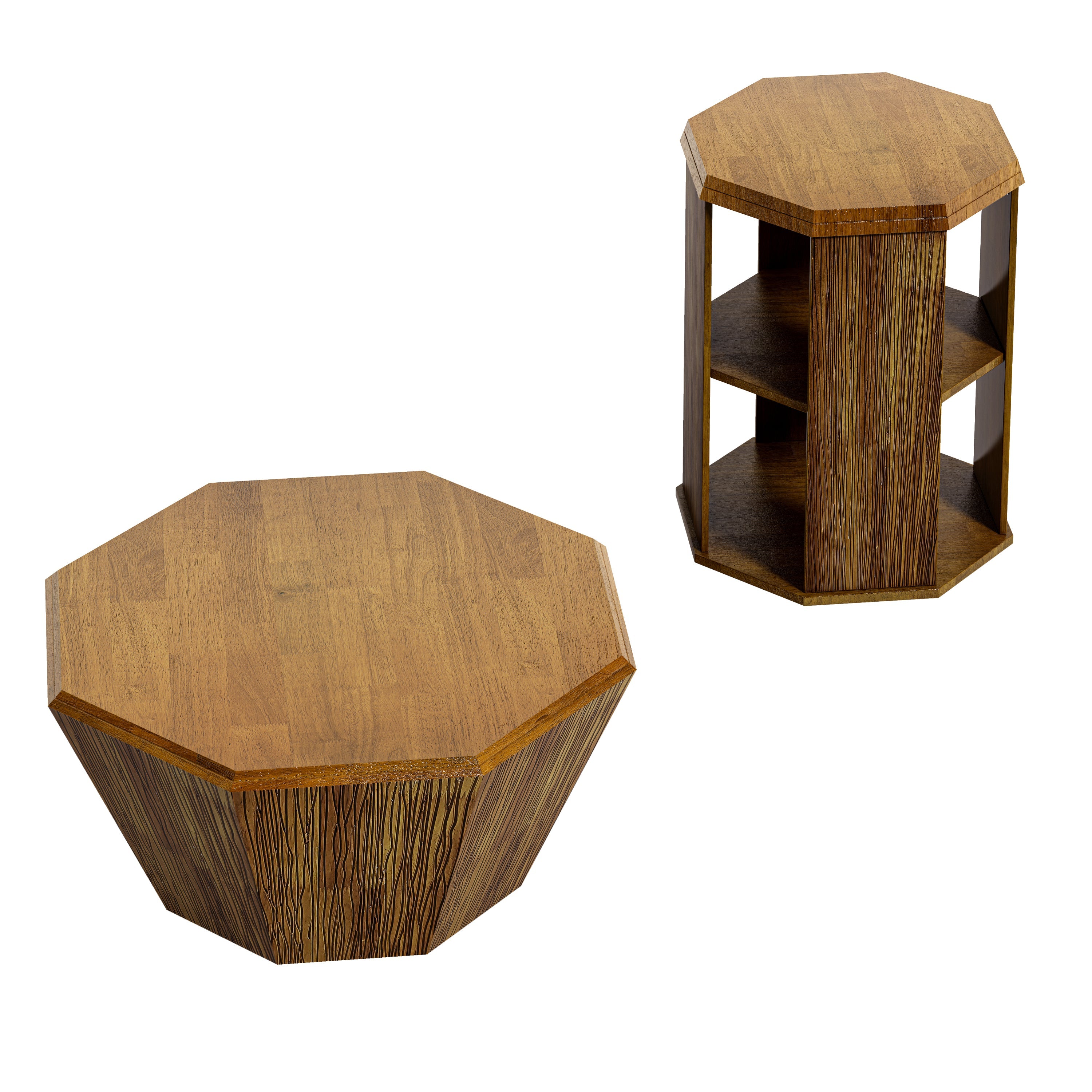 Ensemble de deux tables basses octogonales 