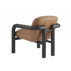 Fauteuil d'appoint moderne en similicuir avec structure en bois courbée et revêtement en bois courbé