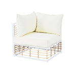 Ensemble de canapés d'angle d'extérieur Walker Edison | Blanc, moderne et minimaliste, 7 pièces, en métal.