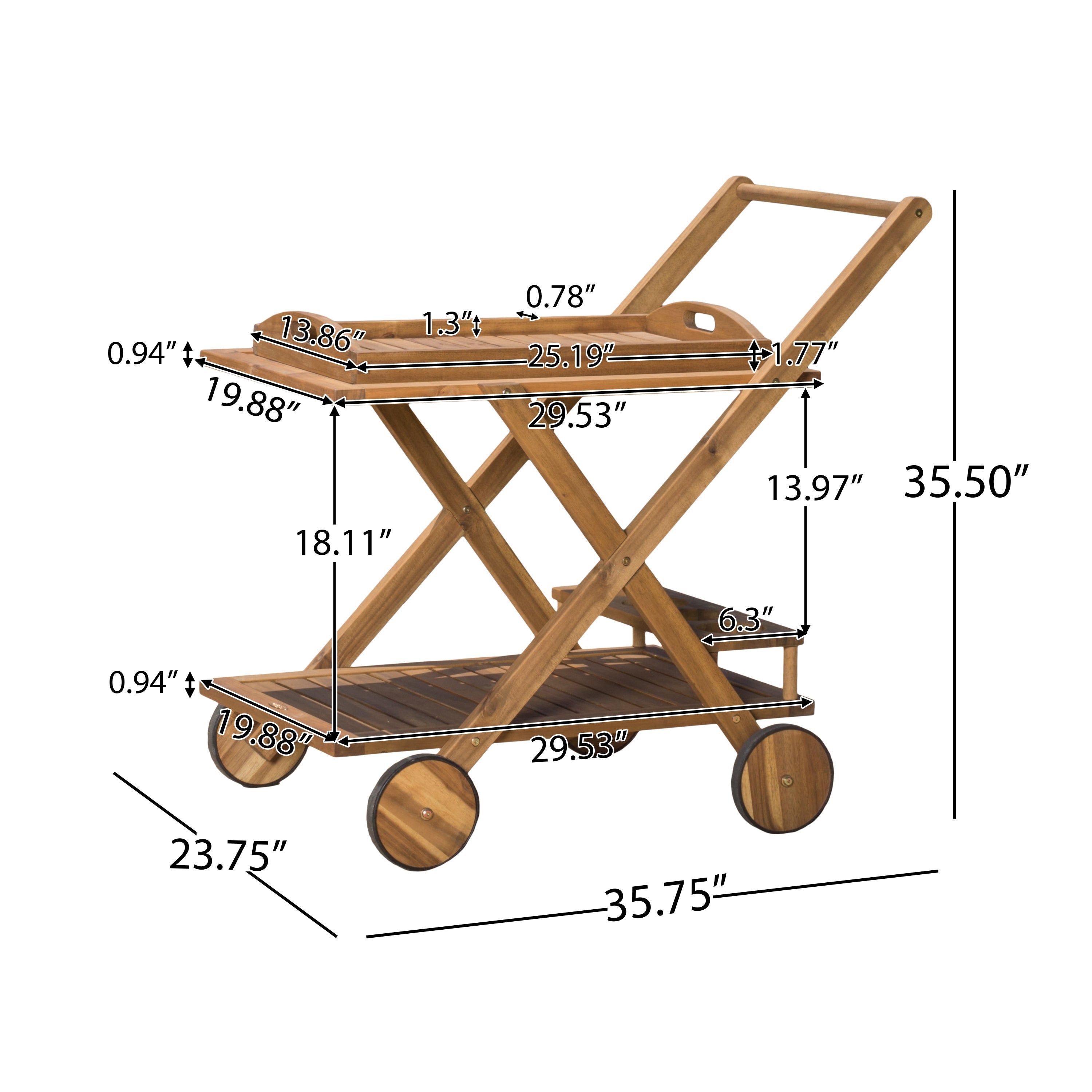 Walker Edison | Chariot de bar extérieur en bois