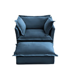 Walker Edison | Fauteuil bleu Cloud avec housse amovible et repose-pieds