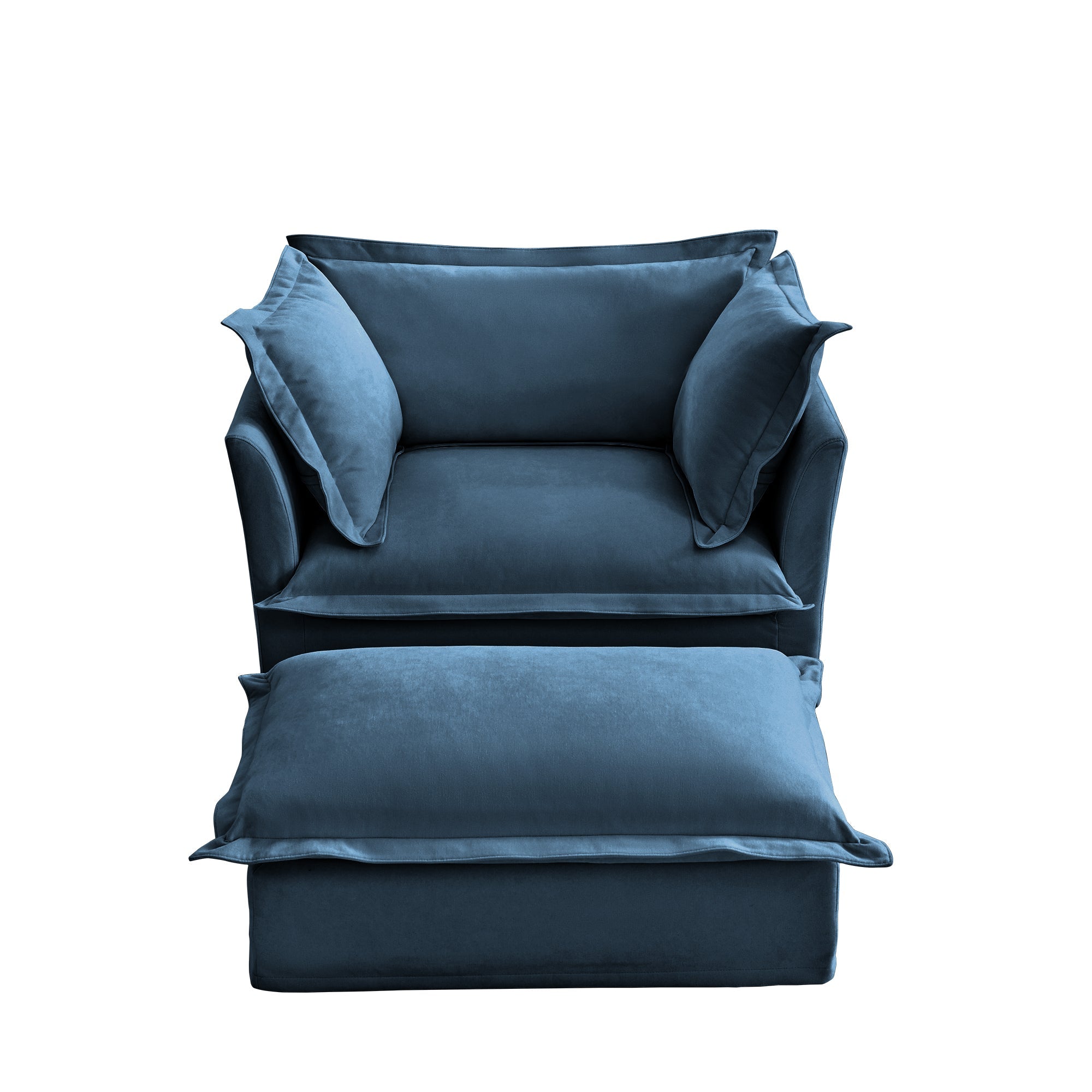 Walker Edison | Fauteuil bleu Cloud avec housse amovible et repose-pieds