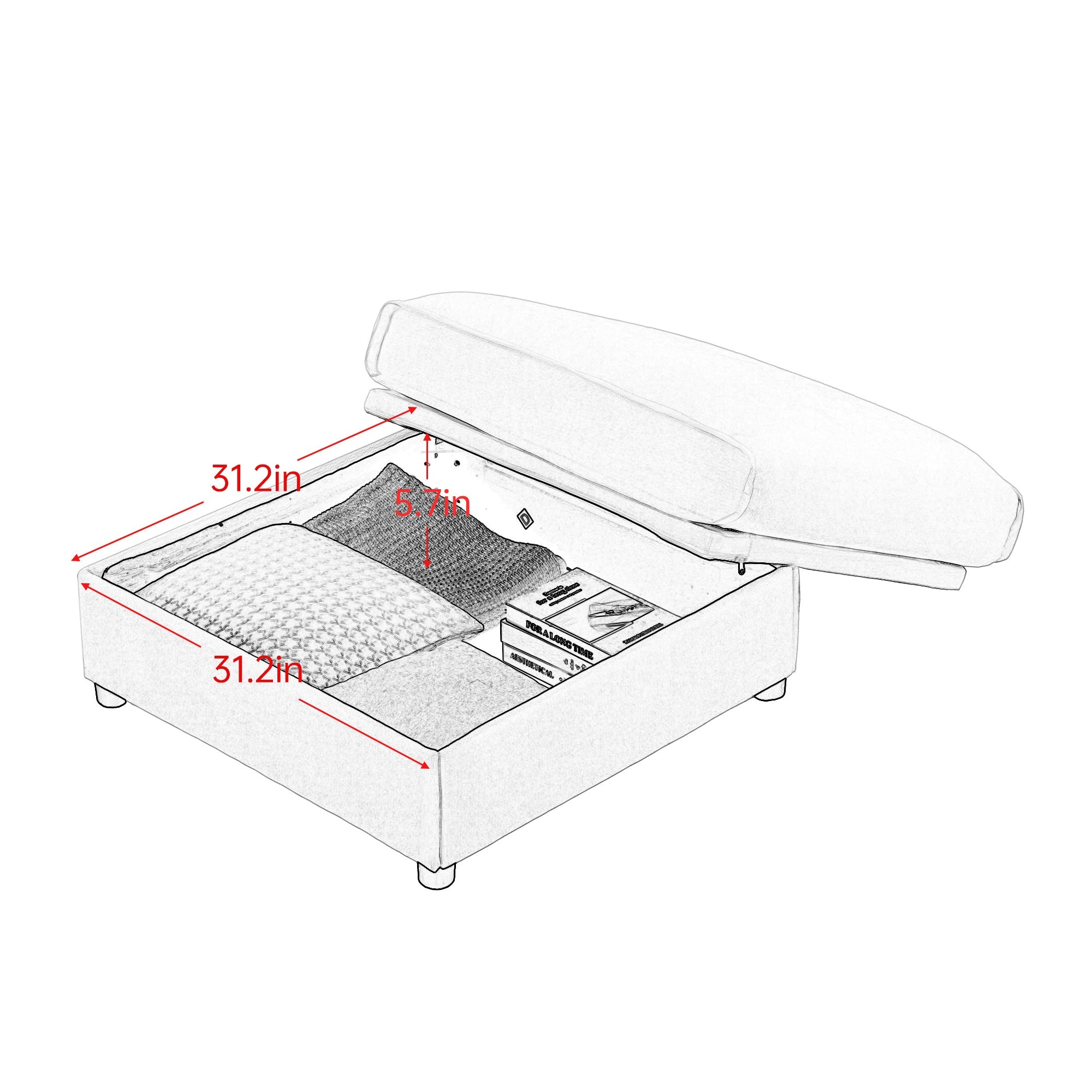 Walker Edison | Canapé d'angle contemporain en chenille blanche avec rangement et pouf