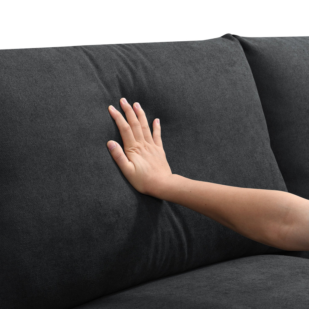 Walker Edison | Canapé d'angle moderne en chenille noire avec pouf