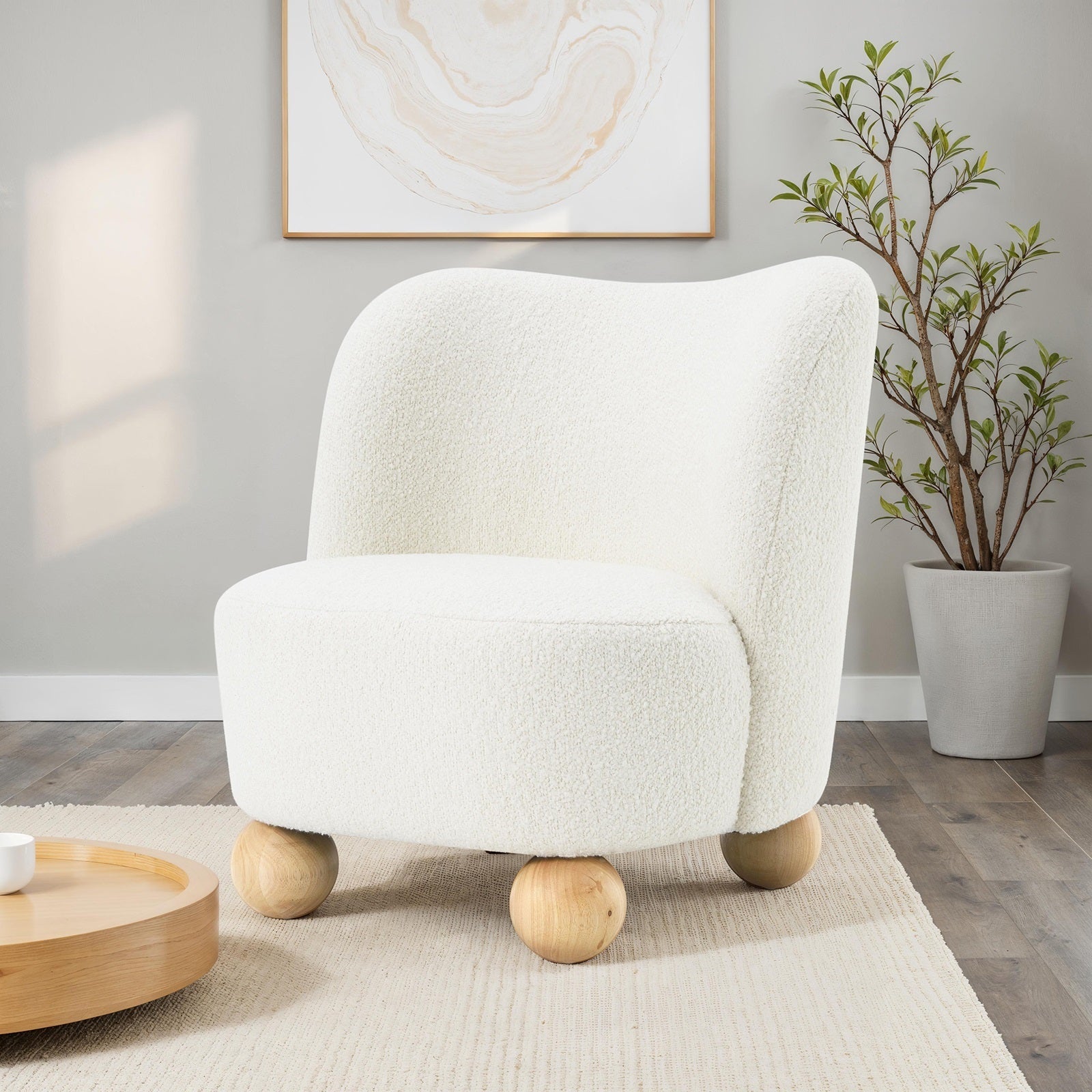 Fauteuil d'appoint incurvé en boucle avec pieds boule