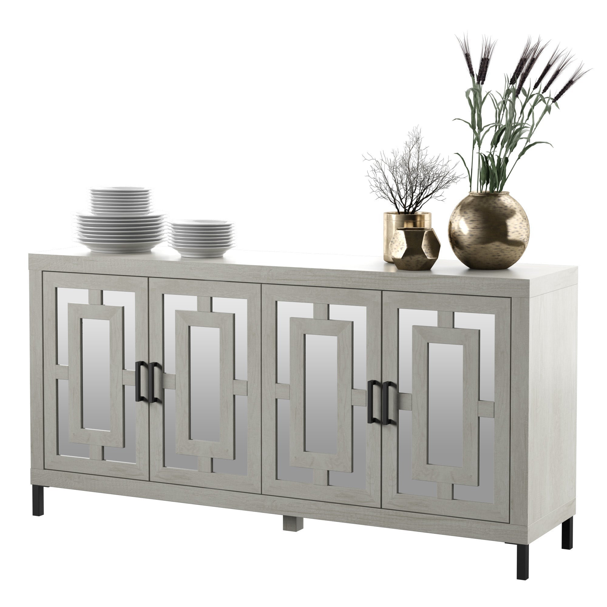 Buffet à portes miroir géométriques
