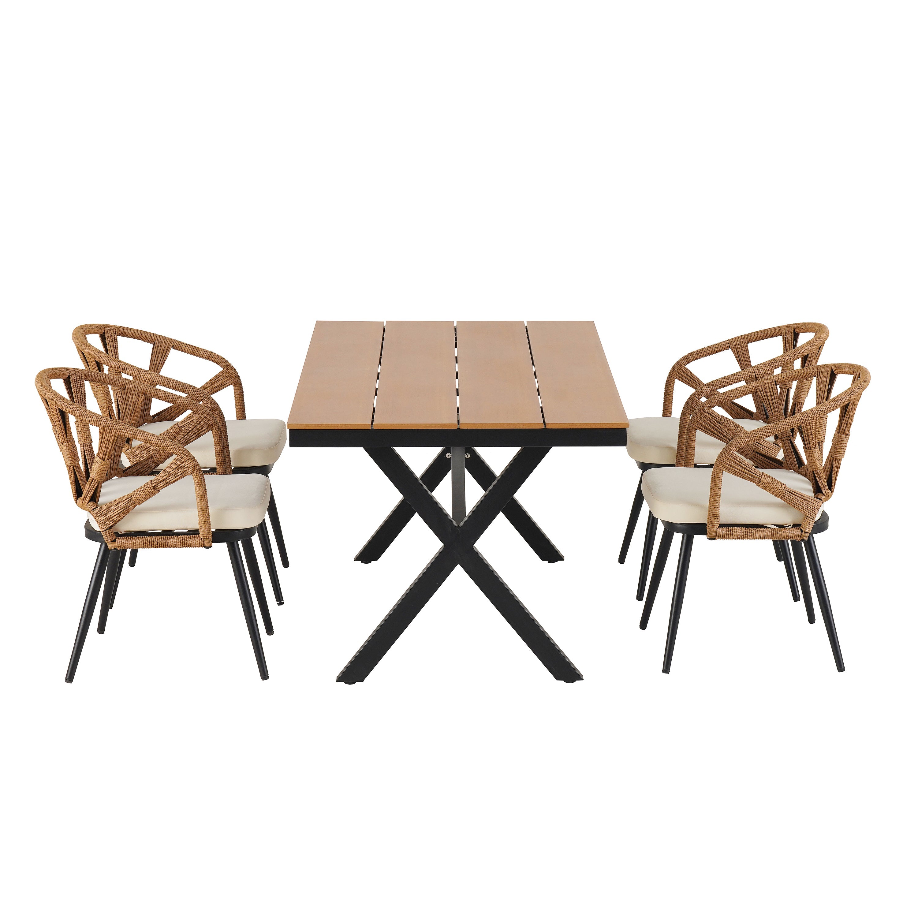 Walker Edison | Ensemble table et chaises de jardin contemporain style U