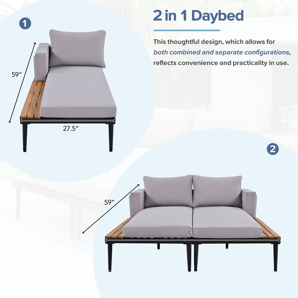 Walker Edison | Lit de jour moderne pour terrasse avec tables d'appoint en bois