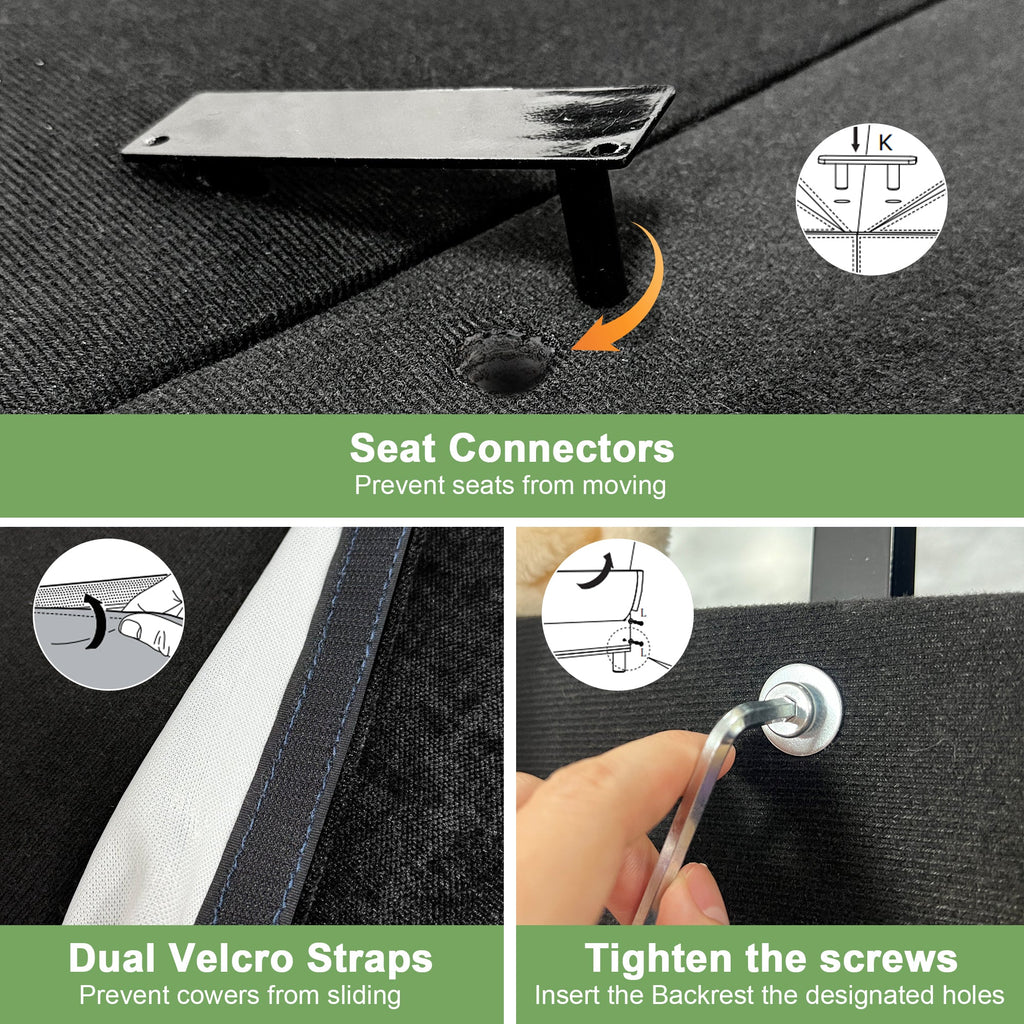 Walker Edison | Canapé deux places noir à assise large et profonde, déhoussable, avec pouf 